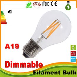 Super bright dimmable E27 A19 Edison Style Vintage Retro COB LED Filament Light Bulb Lamp Warm White 85-265V retro LED filament bulb