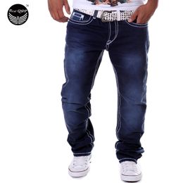 Wholesale-Men Jeans 2016 Long Jeans Homme Pantalones Hombre Leisure Gradient Color Men Pants Double Pocket Jeans Pants QWEOMVXZV