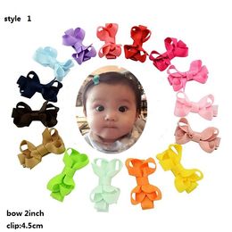 4 style available !Baby 2" hair Bows clip Baby hair girls Bows Tiny Boutique Grosgrain Ribbon Baby Girls Barrettes 100pcs/