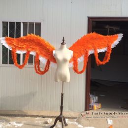 Fashion accessories Adult's Orange Angel feather wings party stage show Displays shooting props Pure handmade EMS free shipping