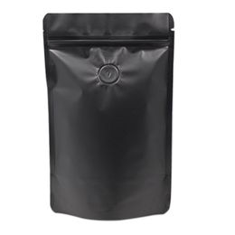 20Pcs Lot 15 23cm Stand Up Aluminum Foil Ziplock Pack Bag Matte Black Pure Mylar Valve Bag Heat Seal With Air Evacuation Valve2152