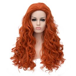 Cheap Long Curly Hair Wig Orange