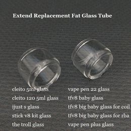 Fat Extend Expansion pyrex replacement bulb glass tube for vape pen 22 plus tfv8 baby big cleito 120 ijust s stick v8 the troll tank