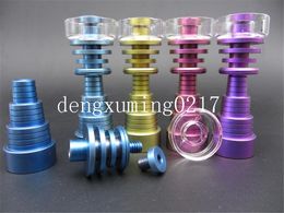 2016 new Colourful Domeless Titanium Nail 10mm 14mm 18mm Joint Rainbow 6 IN 1 Titanium Nail For Male and Female Glass bongs free shipping