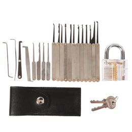 15pcs Unlocking Lock Pick Tool Hook Lock Picks Locksmith Tools + 5pcs Lock Picking Tools Sets with Transparent Practice Padlock Locks