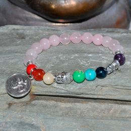 SN0195 Lotus flower Buddha Bracelet Crystal Rose 7 Chakra bracelet Lucky Elephant Bracelet OM yoga bracelet mala beads prayer