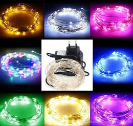 30 Rolls 10m 100 leds RGB Pink Red Blue Green White Warm White Yellow Purple Copper Wire String Fairy Light + 30pcs 1A Adapters