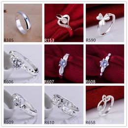 10 pieces diffrent style women's sterling silver plated rings DMMSR9, fashion gemstone 925 silver plate ring factory direct sale
