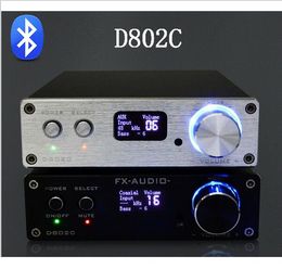 Freeshipping FX-Audio D802C Bluetooth@3.0 Pure Full Digital Amplifier USB/RCA/Optical/Coaxial Input 24Bit/192KHz 80W*2 OLED Display Remote