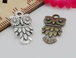 200pcs Antique Silver Bronze Alloy Owl Charms Pendants For Jewellery Making 20x11mm