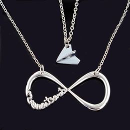 One Direction Necklace Silver Plated Infinity Necklace and Aeroplane Necklace with Gift Bag