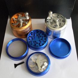 Royal glass Smoking Accessories 4 parts Herb Tobacco Grinders DI 60MM Metal Grinder mix Colour