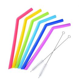 Hot ! Colored Food Grade Silicone Straw for 30oz cup Silica Gel Drinking Straw with brush