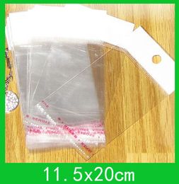 hanging hole poly bags (11.5x20cm) with self-adhesive seal opp /poly bag for wholesale 500pcs/lot