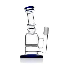 Good quality glass bong water pipe honeycomb for tabacco blue Colour with 7 inches 18mm male joint