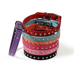 Cheap Leather Crystal Dog Collar