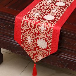 Extra Long 120 inch Happy Flower Table Runner Patchwork Silk Brocade Coffee Table Cloth High Quality Dining Table Pads Placemat 300x33 cm