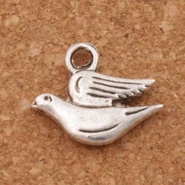 Fat Peace Dove Flying Charm Beads 100pcs/lot Antique Silver Pendants Fashion Jewelry DIY Fit Bracelets Necklace Earrings L184