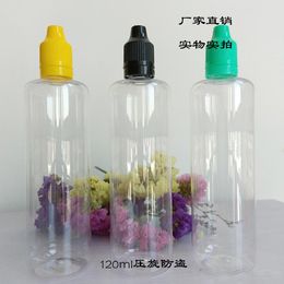 Wholesale Plastic Pack 120ml PET Dropper Bottle E Juice Bottle With Colored Tamper Evident Child Proof Cap Long Thin Tip Fast DHL Shipping