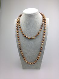 2022 collana c
 ST0009 8mm Nuovo design Picture Jasper Stone Bead Necklace Making 42 pollici Long picture stone necklace