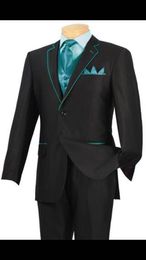 New Arrivals Black Groom Tuxedos Notch Lapel Groomsmen Best Man Blazer Mens Wedding Suits (Jacket+Pants+Vest+Tie) H:565