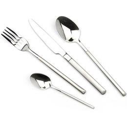 JANKNG 4Pcs/Lot Western Luxury Stainless Steel Flatware Set sliver Polishing Handle Knife Spoon Fork Cutlery Dinnerware Set free shipping