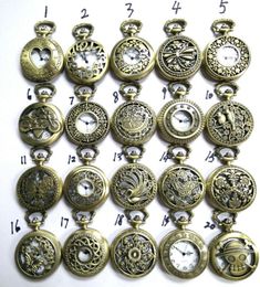 Mix Steampunk Styles Retro Men Antique Skeleton hollow Pocket Watch Chain Black Bronze Quartz Watches Christmas Gift Necklace Watches