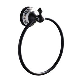black with ceramic Towel Ring Hanger Wall Mounted Antique Brass Towel Bar Holder