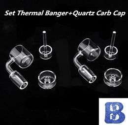 DHL Set Thermal Banger With Inner Bowl+Quartz Carb Cap Inner Bowl With Handle Hollow/Hard Bottom 10mm 14mm 18mm Quartz Bnagers