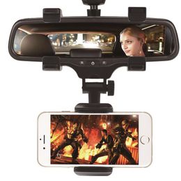 Adjustable Car GPS Rearview Mirror Auto Mount Holder Cell Phone Bracket Stands for iPhone X/8/7/6 Plus Samsung Huawei Universal Phone