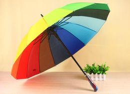 Rainbow Umbrella 2020 High Quality 16K Automatic Long-handle Umbrella Sunny Rainy Rainbow Adult Color Umbrella