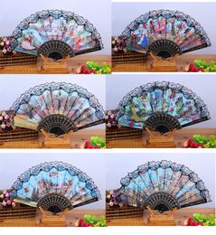 Flower Printed Folded Dancing Spanish Style Hand Fan Character Scenic Christmas Gift Party Decor Folded Summer Wedding Party Hand Fan