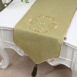 120 inch Extra Long Embroidery Happy Table Runner High End Cotton Linen Modern Simple Table Cloth Chinese style Dining Table Mats 300x33 cm