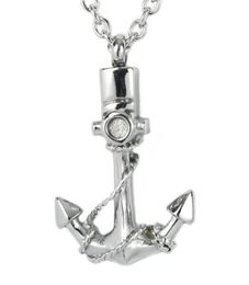-Lily Urn Halsketten Navy Anker Schiff Seemann Feuerbestattung Urn Schmuck Halskette Anhänger Edelstahl für Asche mit Geschenktüte