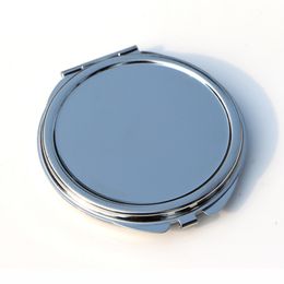 Blank Round thin Compact Mirror Silver Metal Pocket makeup mirror Case Favor Promotional Gift #18032-1