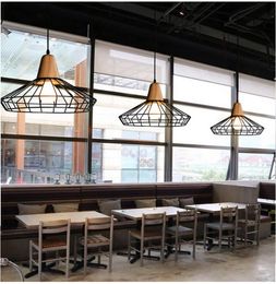 Loft Iron Pendant Light Vintage Industrial Lighting wooden chandeliers Bar Cafe Bedroom Restaurant Nordic Country Style Iron Hanging Light