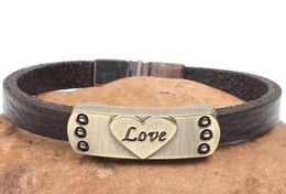 Love Leather Bracelet Women Men Heart Jewellery Gift Magnetic Clasp Vintage Bangles New Style DHL Christmas Gift