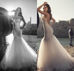 Stunning Julie Vino Mermaid Wedding Dresses Sexy Spaghetti Backless Lace Wedding Dress Floor Length Beach Bridal Gowns