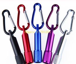 500pcs/lot Key ring Sport Mini LED Flashlight Carabiner Torch Clip Keychain Camping Hiking Flash light