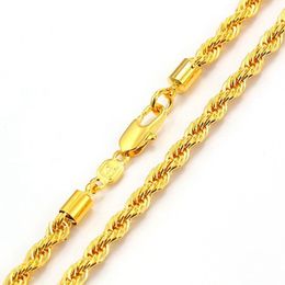 -Knotenkette Festes Seil Halskette 18 Karat Gelbgold gefüllt Herrenkragen Halskette 18 Zoll