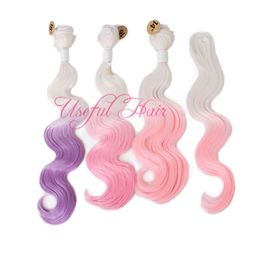 CHRISTMAS GIFT 3 bundles with closure sew in hair weave OMBRE COLORMARLEY Body wave hair weaves machine double weft weaves closure wefts