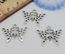 200PCS Tibetan silver alloy Butterfly Charms Pendant For Jewelry Making 17x20mm
