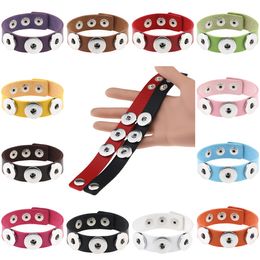 Classic Noosa Chunks Snap Women Bracelet Trendy DIY Interchangeable Imitation PU Leather Ginger Snaps Button Bracelet Jewelry