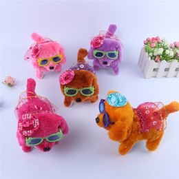 Electric forward backward dog wearing skirt, glasses hat plush toys, children's toys wholesale Electronic Pets