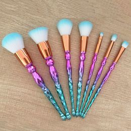 7pcs Diamond Makeup Brushes Set Professional Highlighter Brushes Concealer Make Up Brush Set Mermaid Brushes Kit