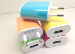 Candy Colorful EU US Plug USB Wall Charger Full 1A Travel AC Power Adapter For iPhone 6 6S SE 5S Samsung S6 S7 Note 4 5 HTC LG Smart Phone