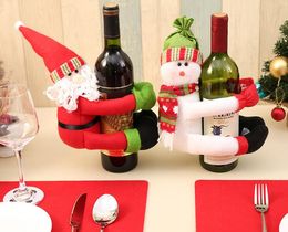 Christmas decorate red wine beer bottle dolls sets Santa Claus Snow man Christmas party family hotel Restaurant used