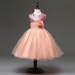 Pink Sequined Princess Ball Gown Pageant Dresses For Girls Custom Made Flower Girls Dress Boho Style Beach Girl Dress