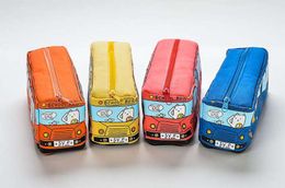 100pcs Children Pencil Case Cartoon Bus Car Stationery Bag Cute Animals Canvas Pencil Bags For Boys Girls School Supplies