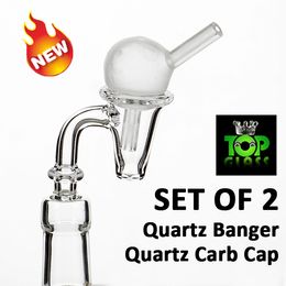 Set of 2! 4MM 5MM thick lip Quartz Banger Nail+new Straw Styled Quartz Carb Cap, 10mm,14.4mm 18.8mm male female